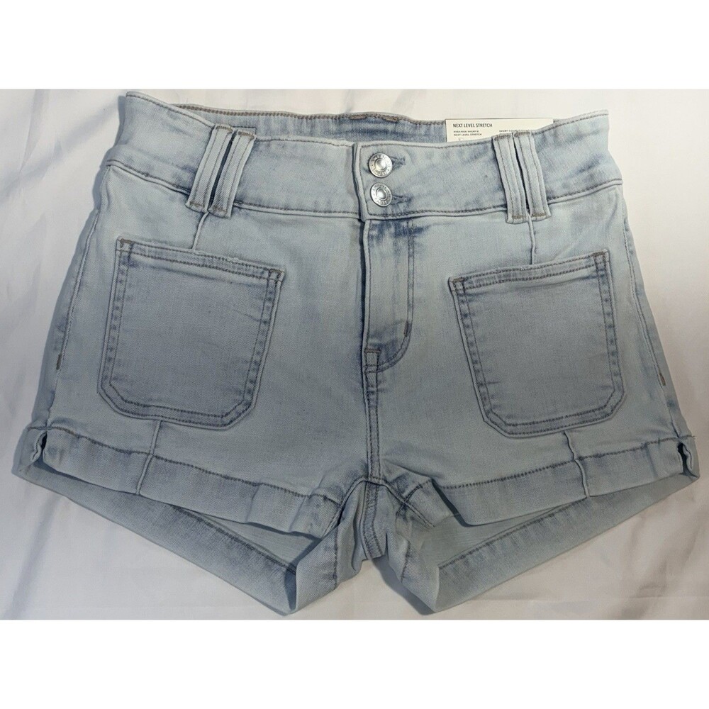 NWT American Eagle Next Level Stretch High Rise Shortie Denim Shorts Size 0 25W - Picture 3 of 9
